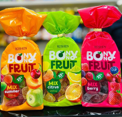 پاستیل ژله ای و شکری روشن مدل Bonny Fruit در3 طعم